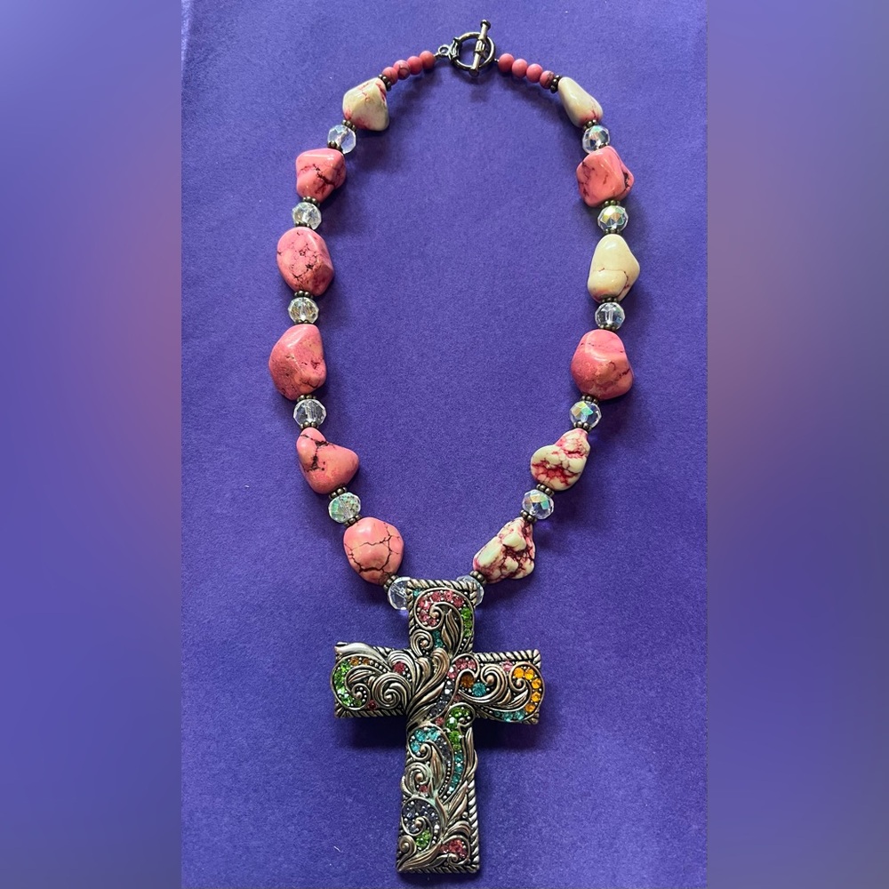 Texas size cross and nugget necklace